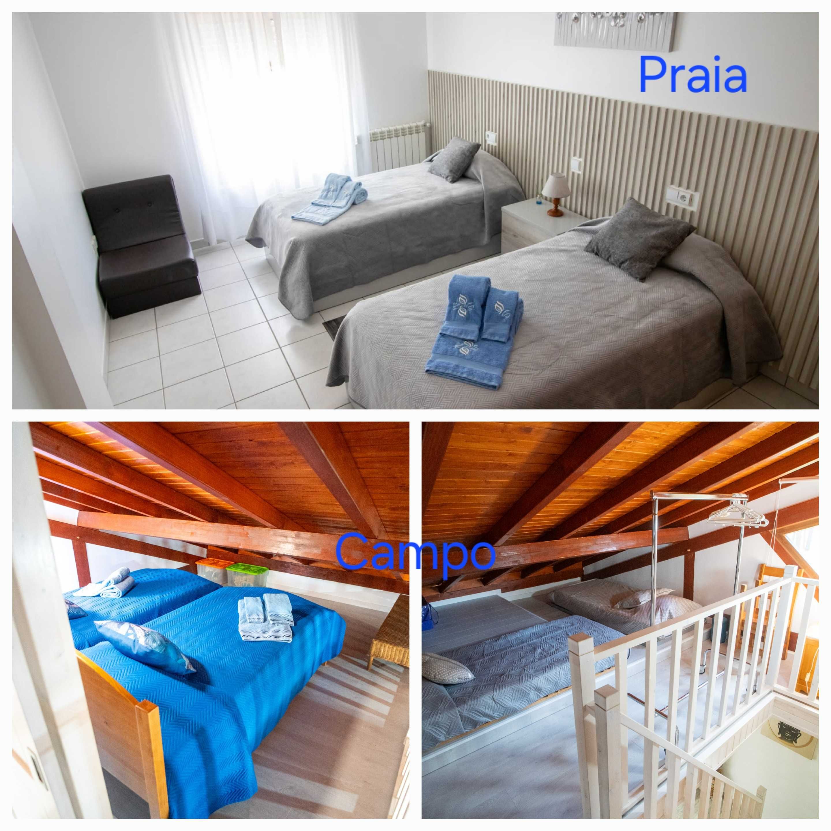 T2 Vista mar ou  Campo com piscina privada a 7 min de carro da Praia