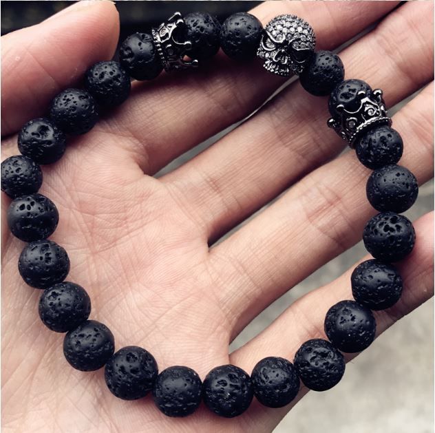 Pulseira Masculina Caveira Zirconia Cúbica