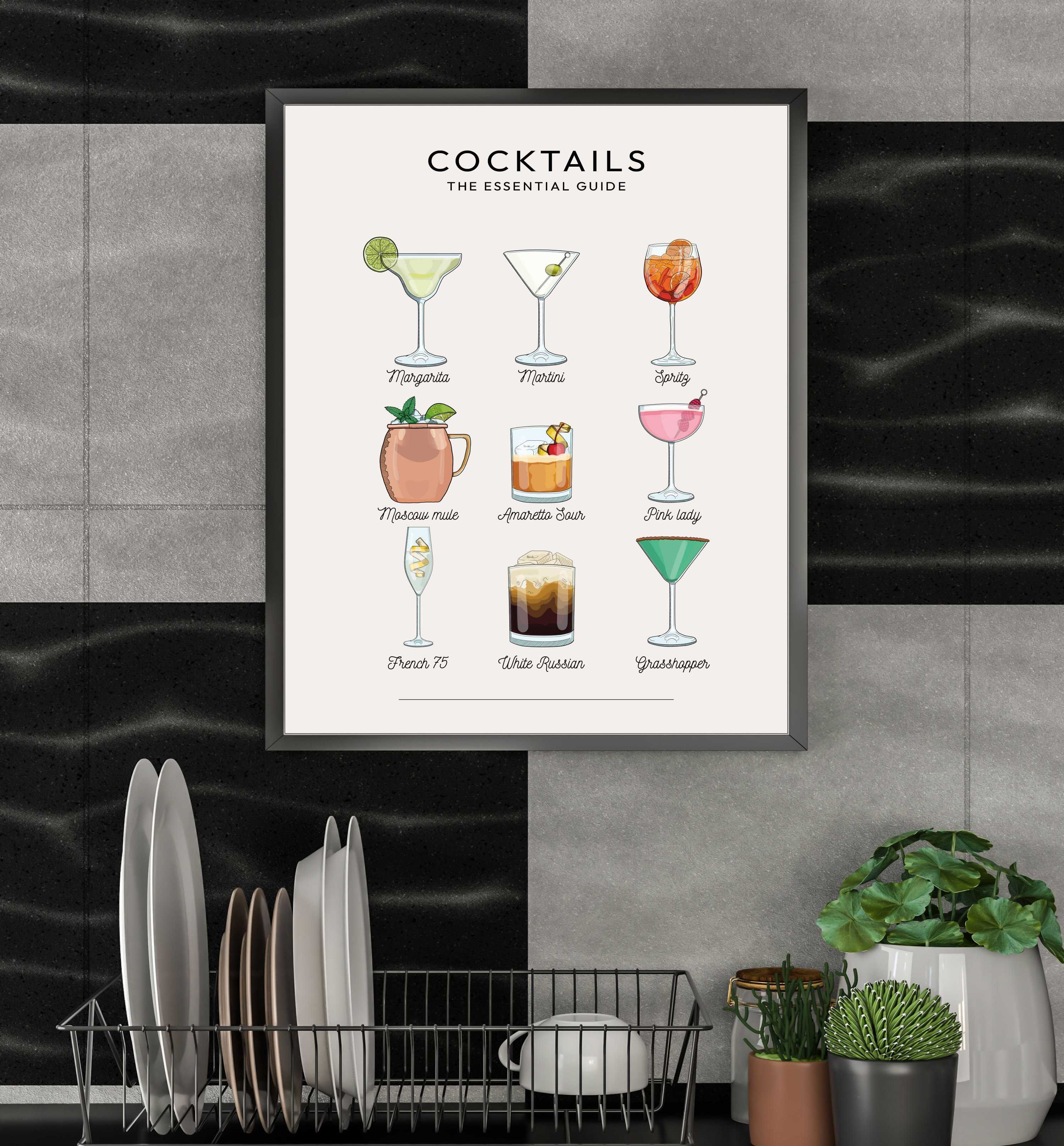 plakat 50x70 nowoczesny cocktail guide drink kuchnia jadalnia