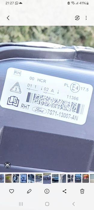 Reflektor biksenon oryginalny nowy Ford Mondeo Liftback MK4 2007/10r.