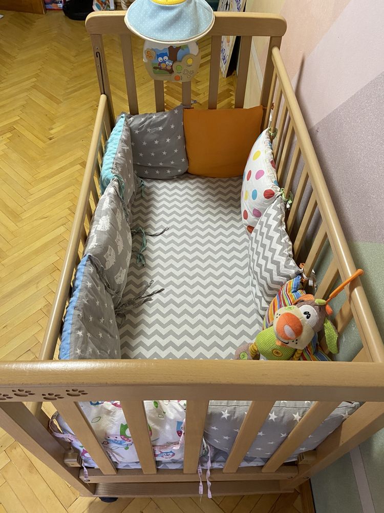 Детская кроватка Верес "Соня" ЛД 12 Бук,маятник,матрас,постель,защита.