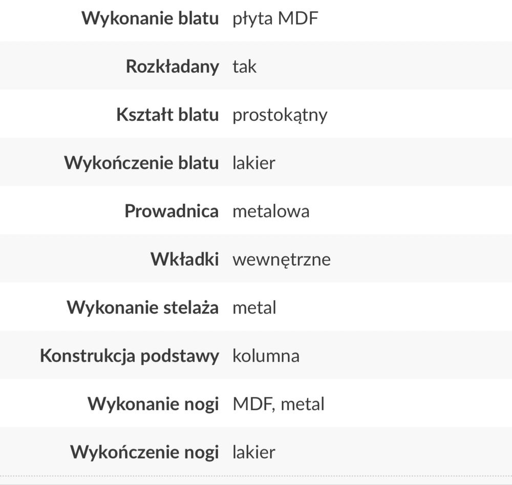 Stół rozkladany 90x160 połysk