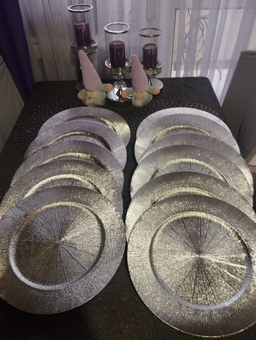 Talerz świąteczny,podtalerz srebrny