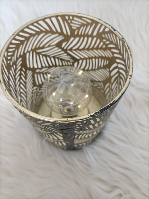 Lampka lampion LED na baterie złoty czarny liście elegancki stylowy