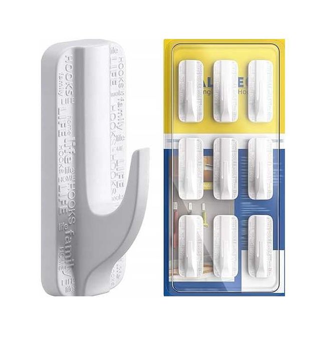 Duże samoprzylepne haczyki wieszaki 9 sztuk