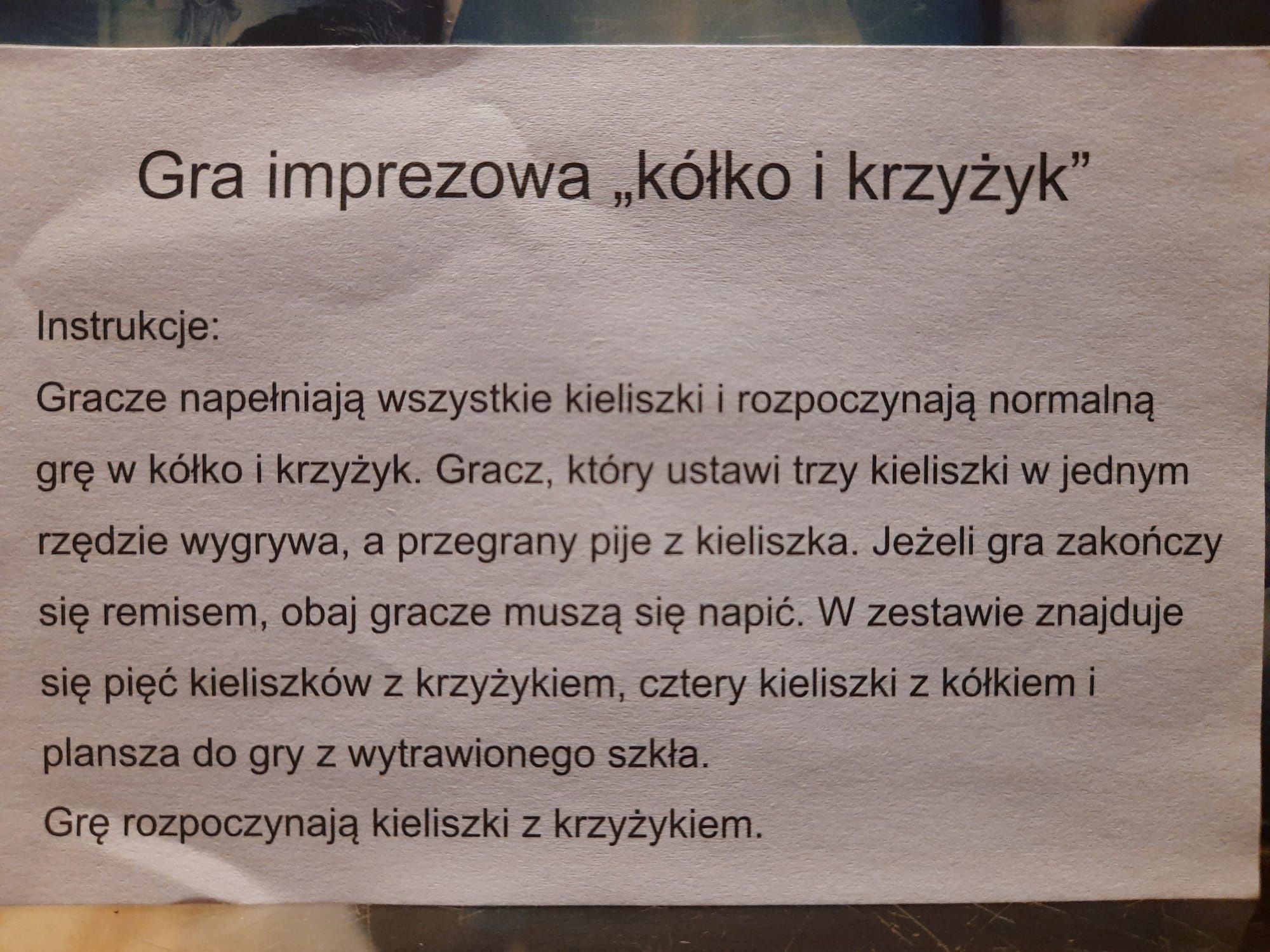 Gra imprezowa w kółko i krzyżyk KIELISZKI 50ml wysyłka