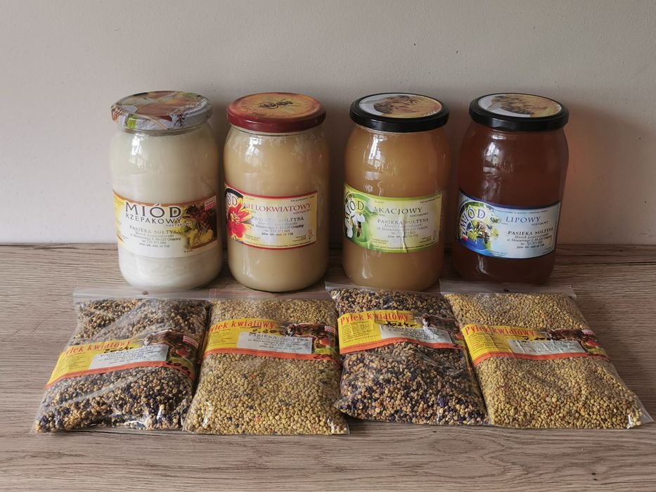 Świeży miód i pyłek kwiatowy