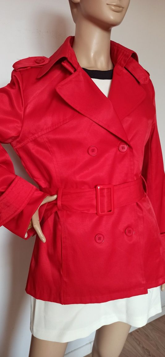 Sg Czerwony płaszcz damski 42 , 44 XL elegancki czerwony trencz 42 , 4