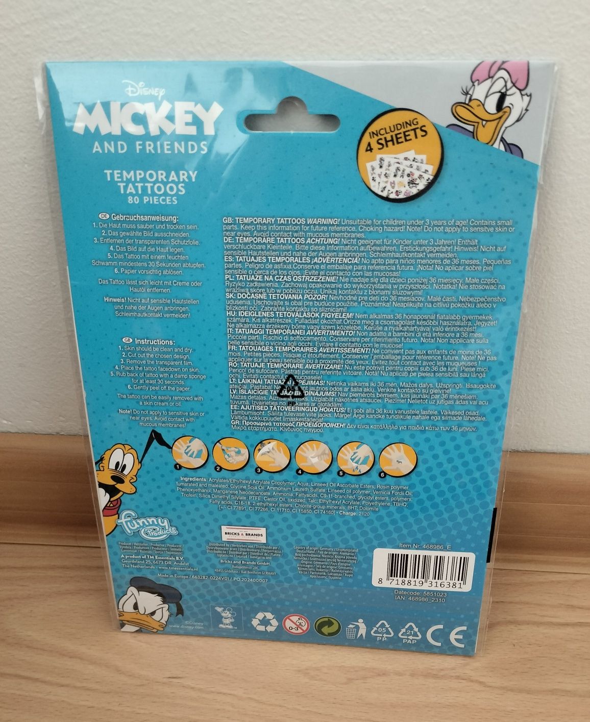 Zestaw 80 szt. tatuaży Myszka Miki / Tatuaże Disney