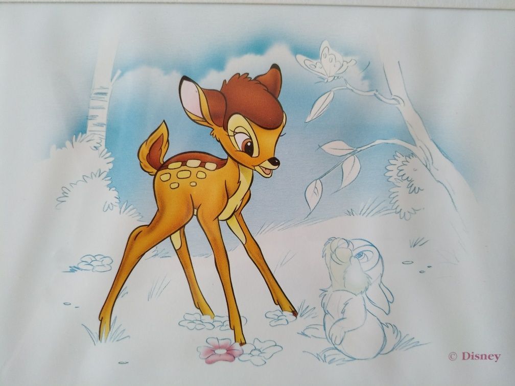 Disney - 4-kolorowa grafika „sztuka oprawiona” Jelonek Bambi