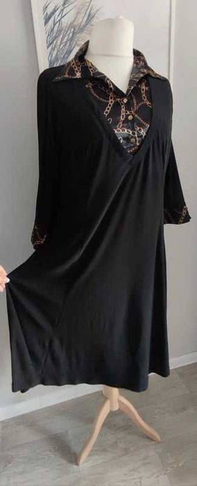 Sukienka elastyczna midi kołnierzyk 46/48