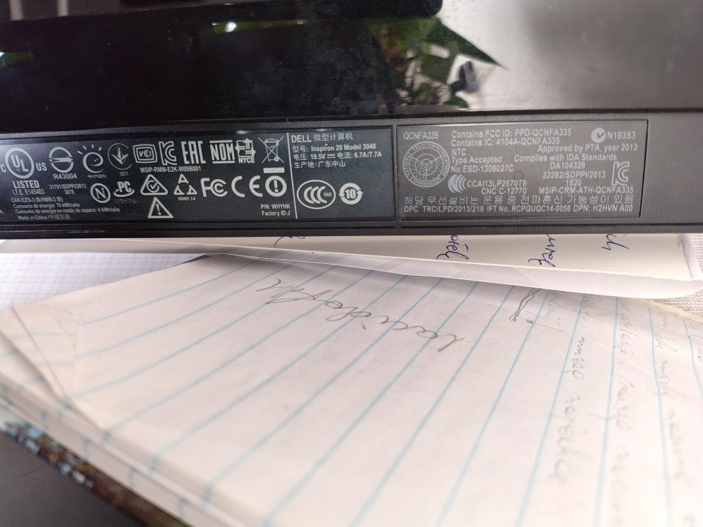Dell Inspiron 20 model 3048 AIO G3250T 2.8GHz 4GB 220GB