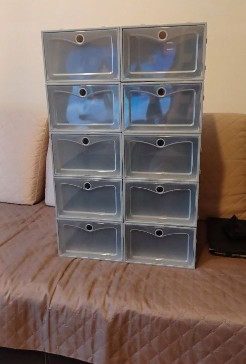 Organizer na buty x10 Szare pudełka na buty 10 sztuk SOLIDNE