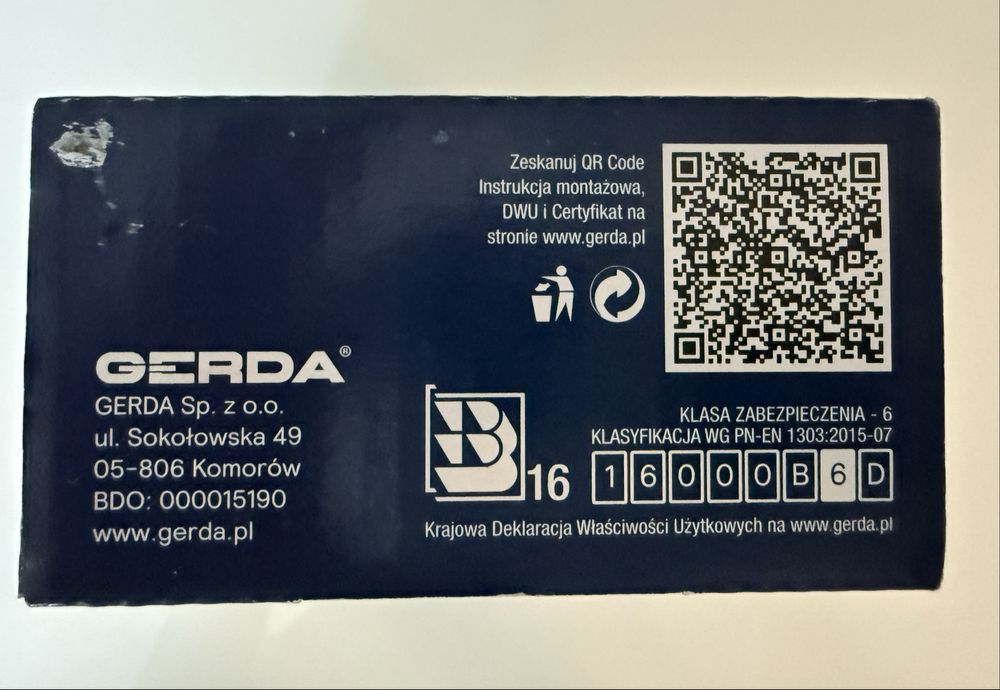 Wkładka do zamka drzwi GERDA S RIM6000 stary typ