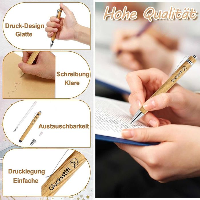 Zestaw długopisów, Szczęśliwe drewniane długopisy 25 szt. na prezenty