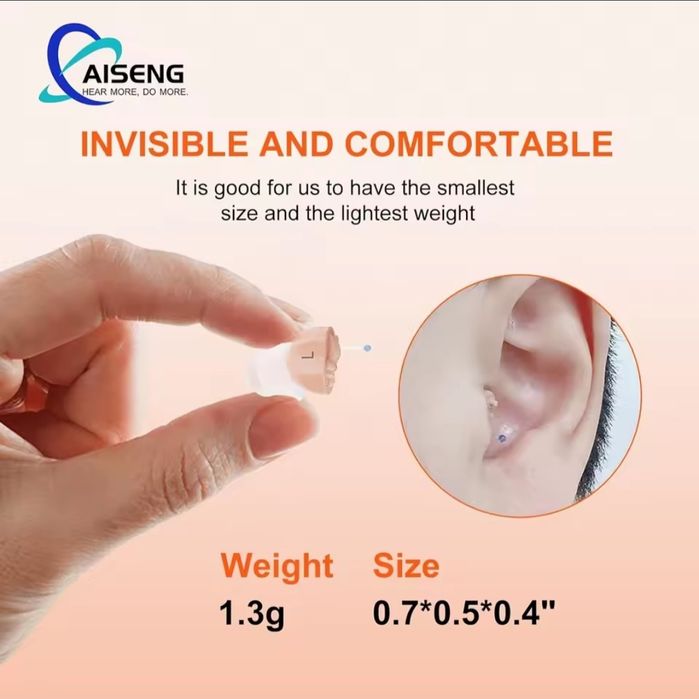 Mini aparat słuchowy cyfrowy douszne redukcja szumów głosu prawy