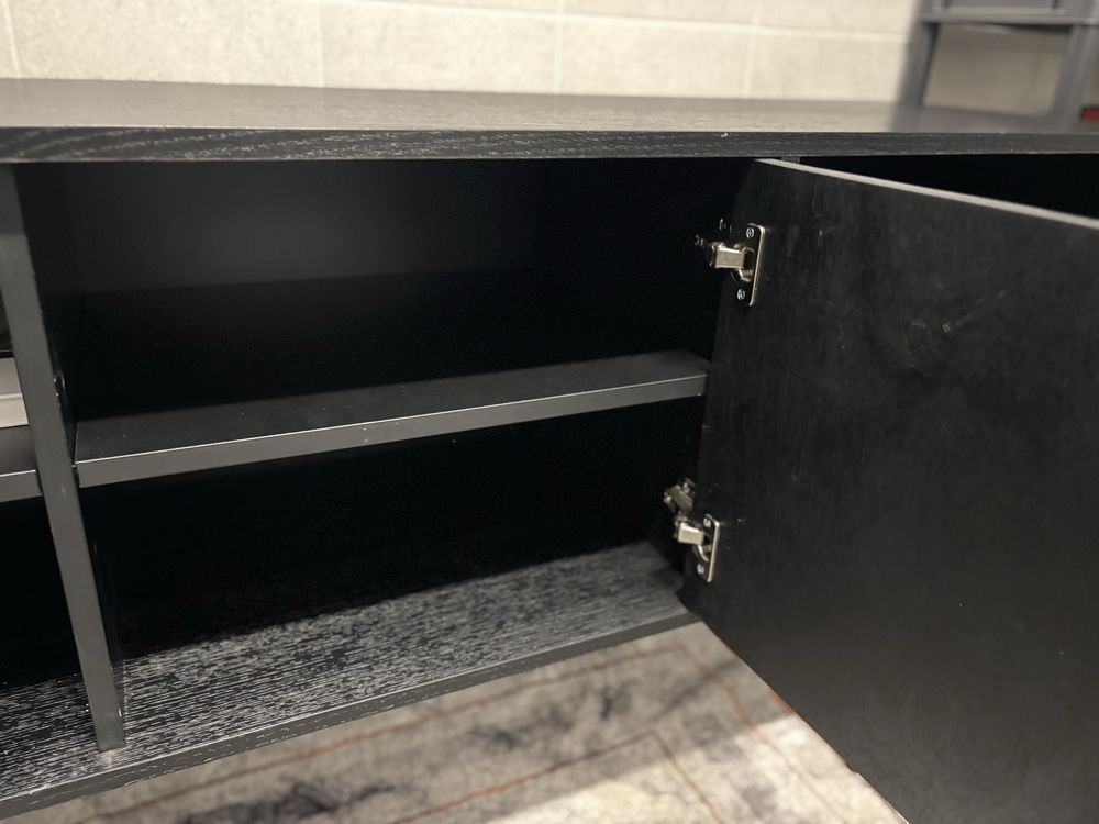 Komplet komoda szafka RTV czarne 160 cm i 120 cm