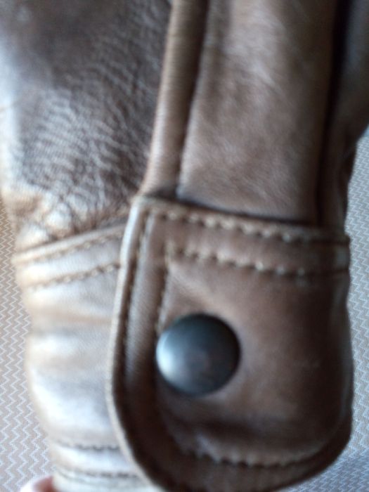 Blusão pele genuína para homem com gola pêlo sintético