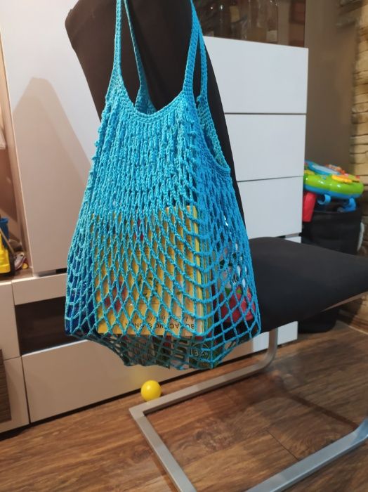 torba na zakupy zerowaste eko siatka szydelko paryżanka rękodzieło
