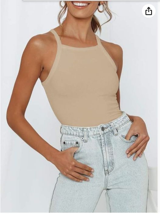 Damskie body bez rękawów w kolorze cielistym, rozmiar 2XL REORIA