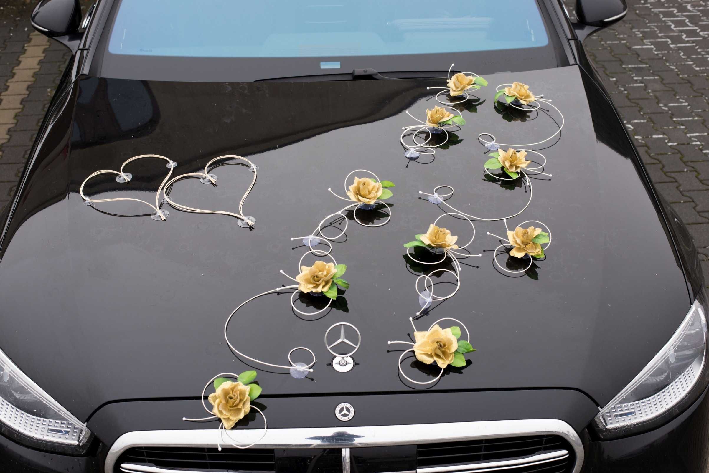 NIEPOWTARZALNA ozdoba dekoracja przybranie samochodu auta do ślubu 359
