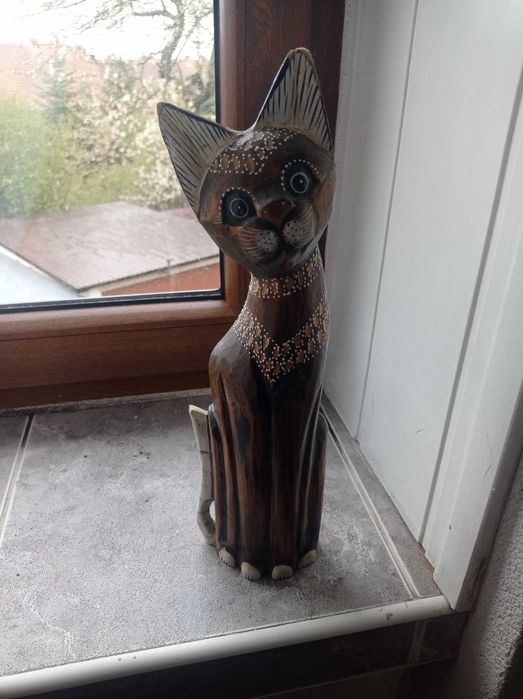 Figurka z drzewa - kot wysokość 38cm