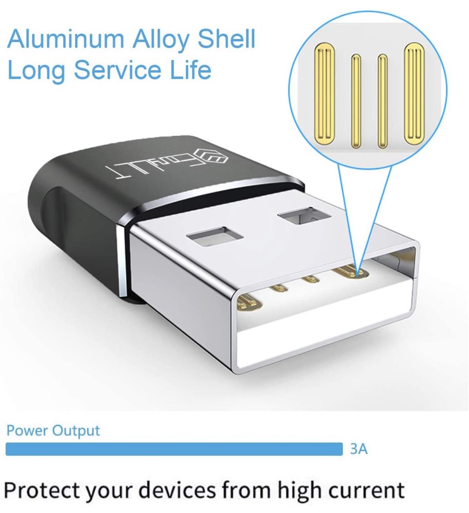 Adaptador USB-C Fêmea para USB-A Macho (Novo)