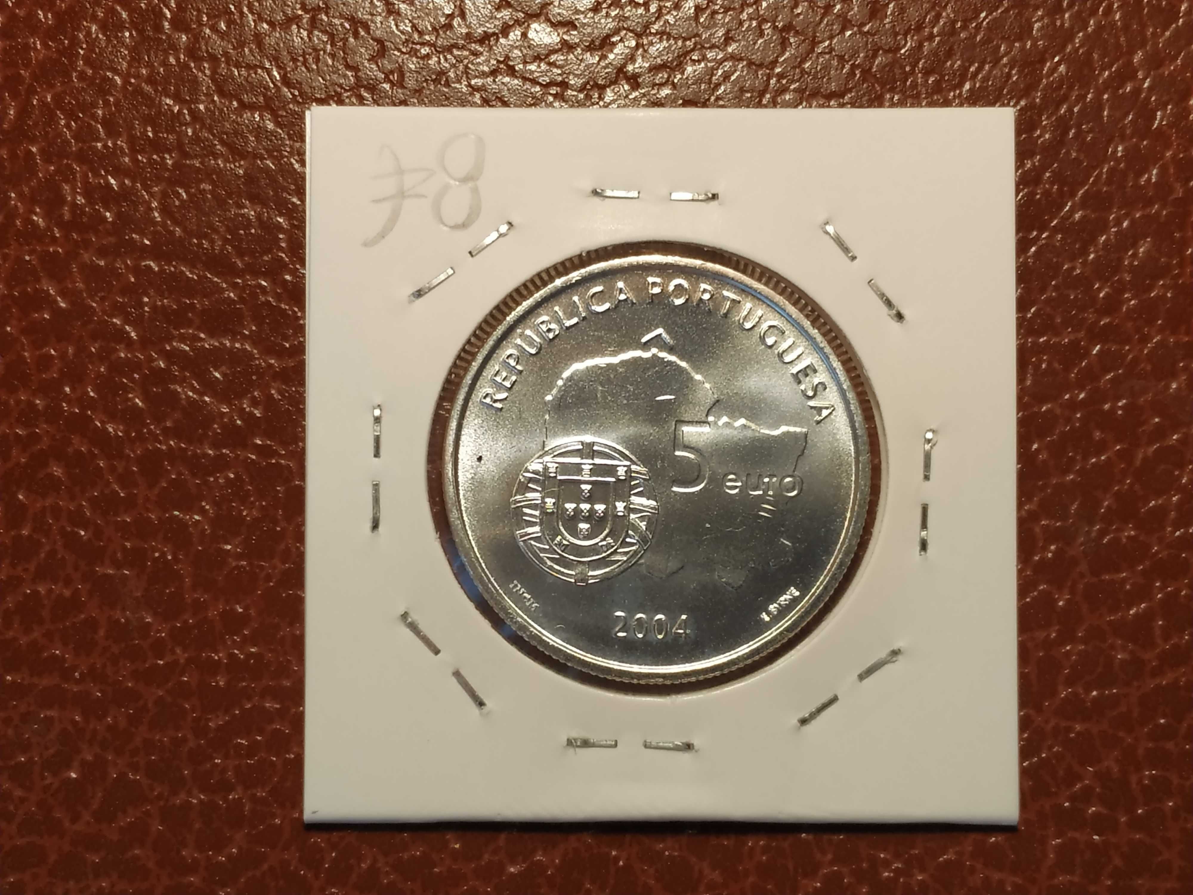 Portugal-moeda em prata de 5 euro de 2004 UNC (centro histórico Évora)