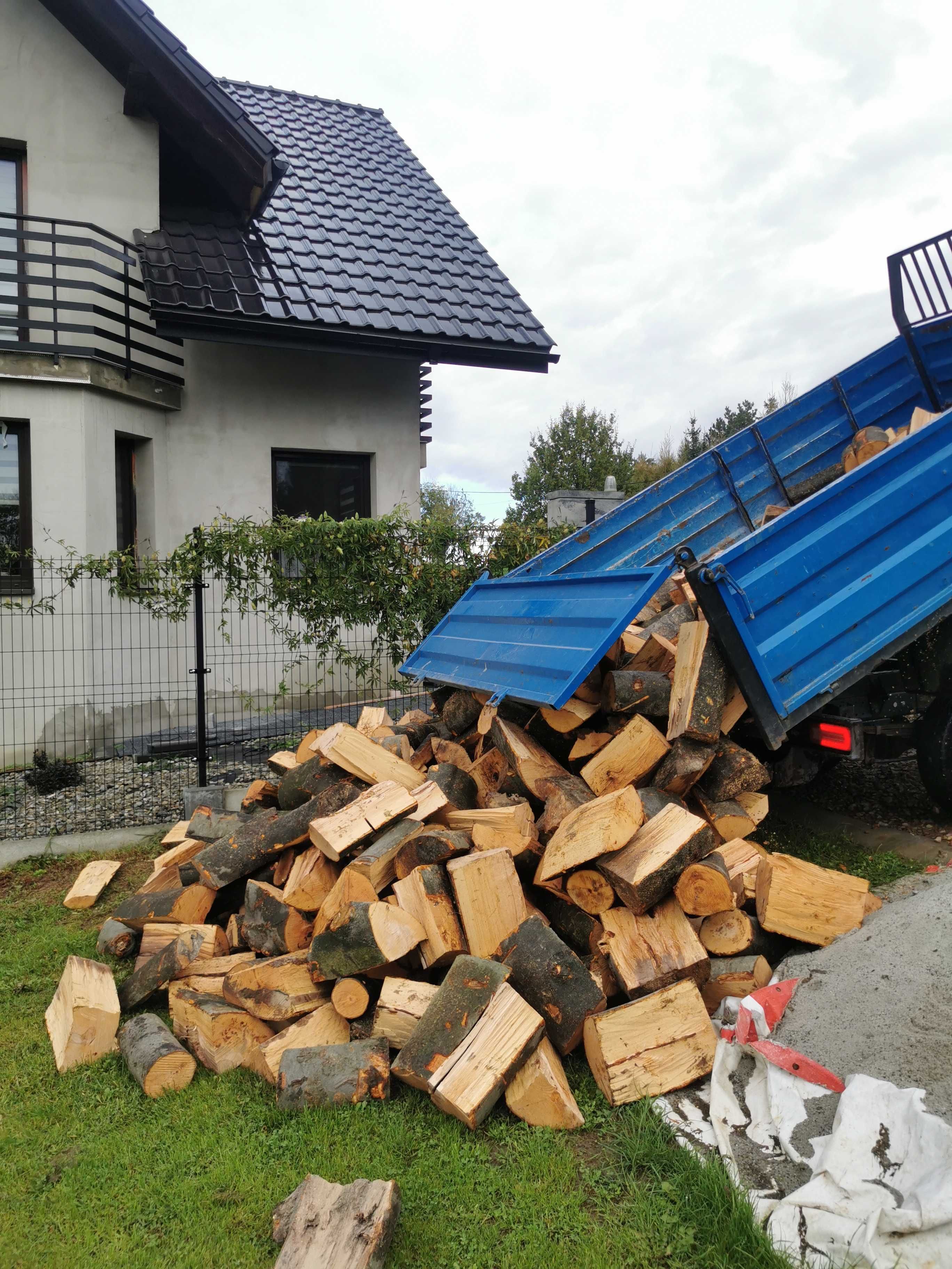 Drewno Opałowe Kominkowe Buk Grab Sezonowany Transport