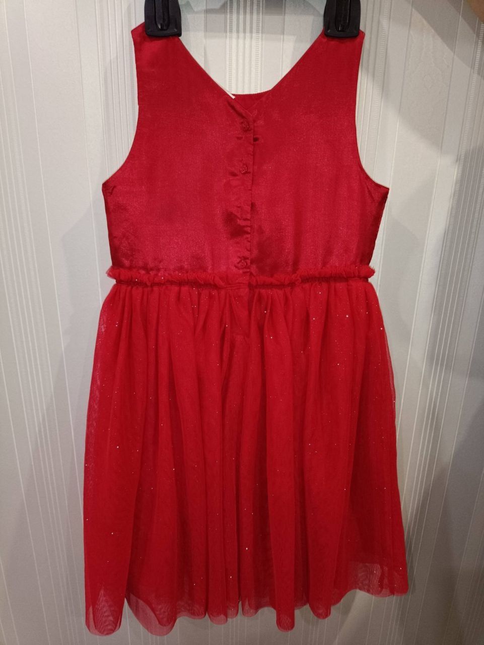 Нарядное праздничное красное платье 8-9 лет H&M в блестках по низу