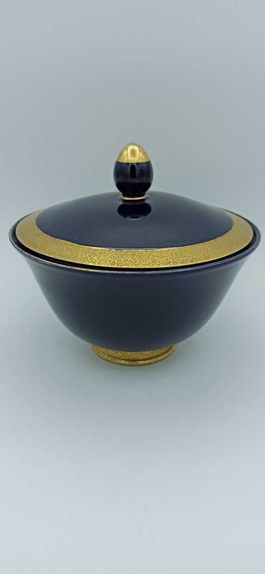 Wielka Bombonierka Porcelana ILMENAU Echt Kobalt Brabant h 18 cm