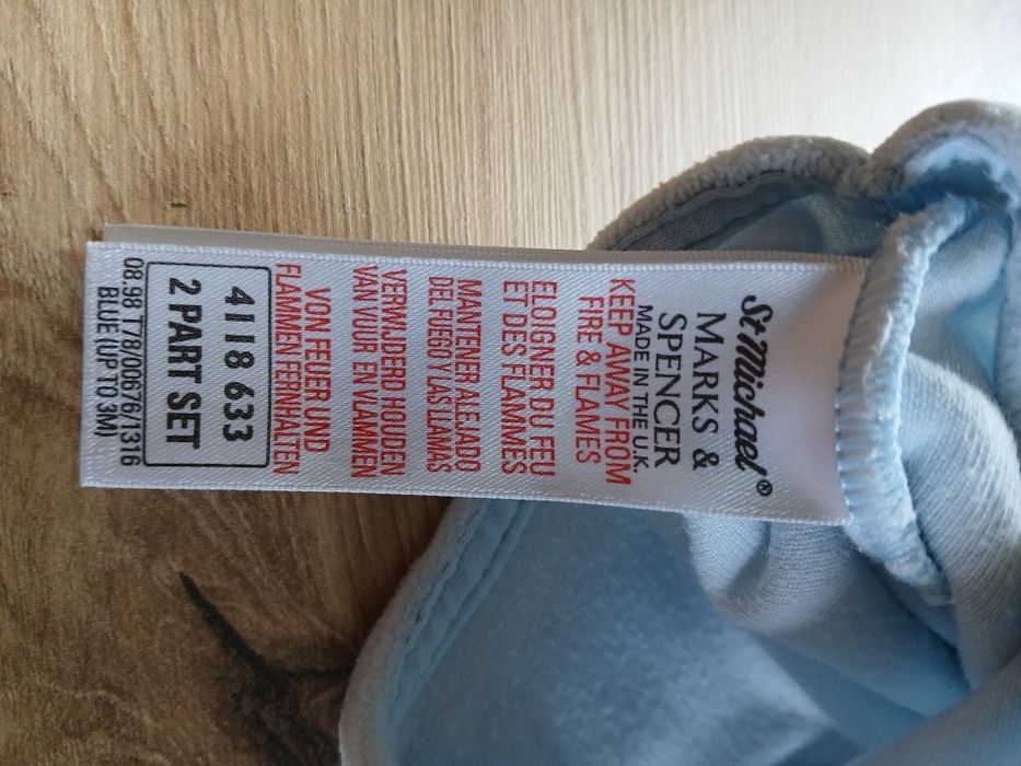 Śpioszki niemowlęce, ciepłe, welurowe, Marks & Spencer, r. 62