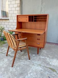 Duński sekretarzyk tekowy lata 70 te biurko vintage design