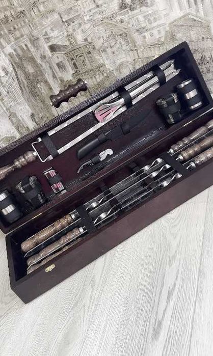 Набір шампурів у деревяному кейсі / для пикника / подарунок чоловіку !