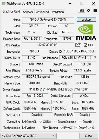 GTX 750 TI 2gb ddr5