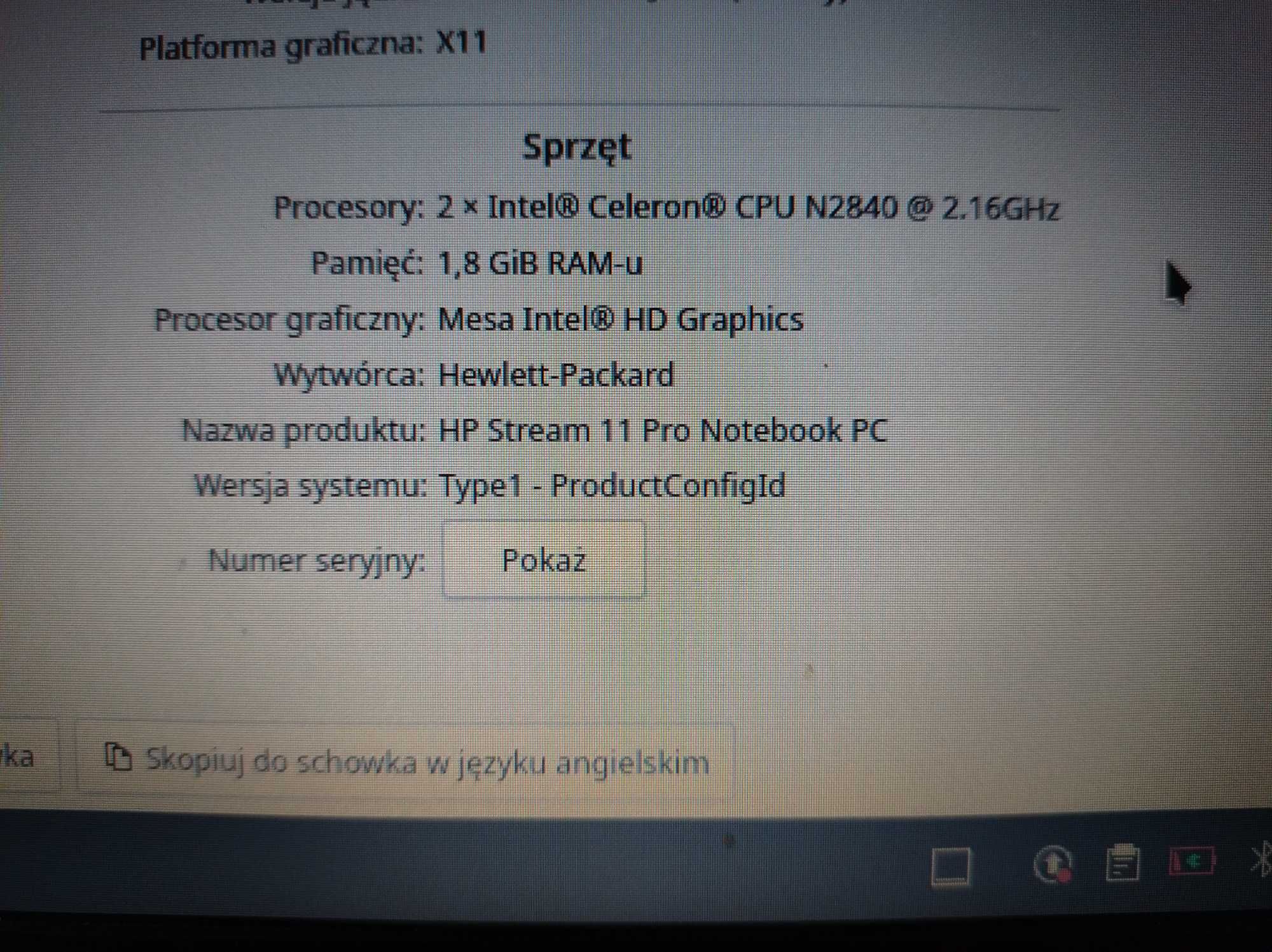 Mały laptop 1 cali ,  HP, bateria 4 h możliwa zamiana.