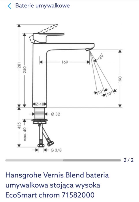 Nowa Bateria umywalkowa wysoka Hansgrohe