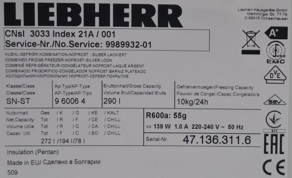 Lodówka Liebherr 180cm z transportem,Gwarancja