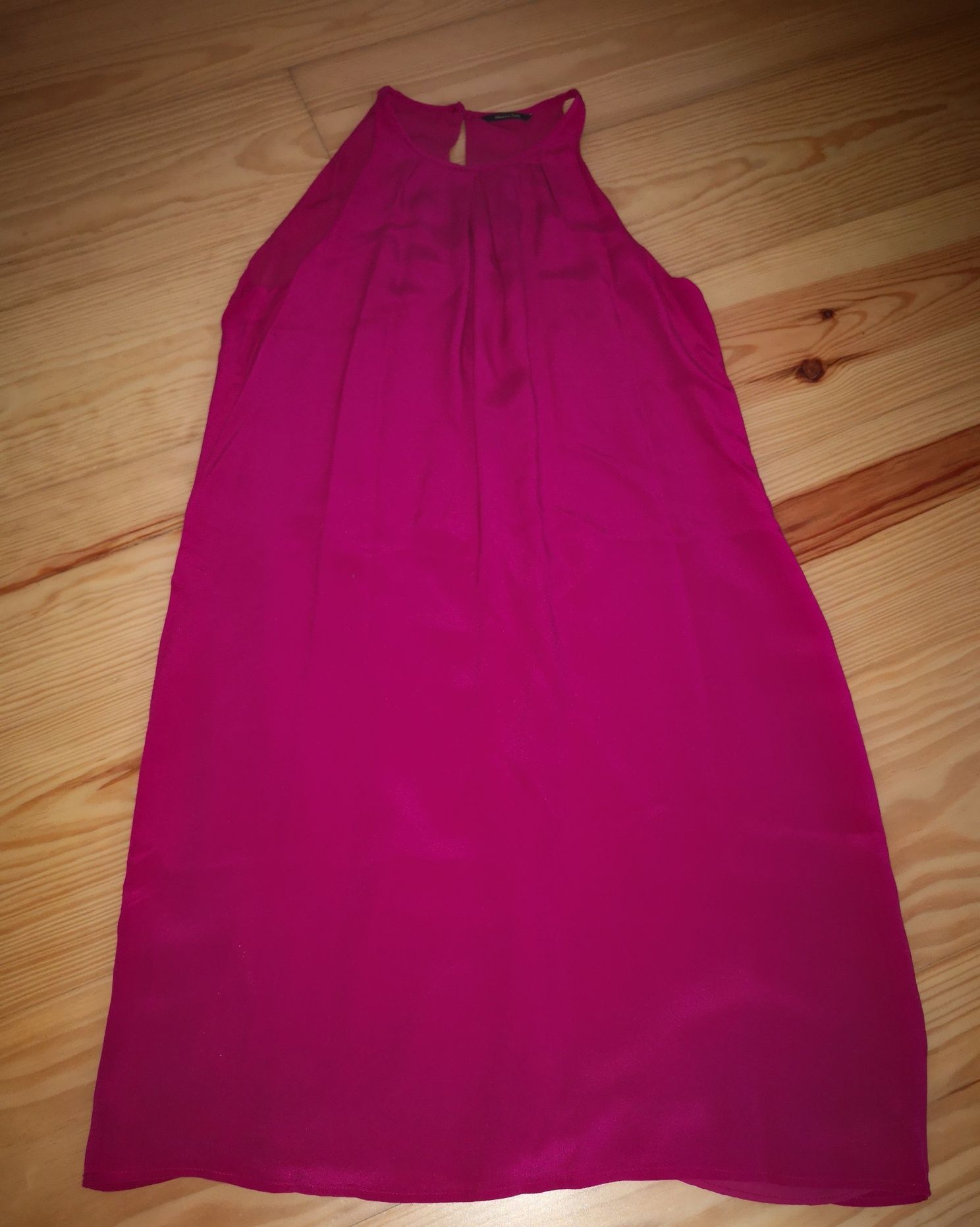 Vestido seda rosa choque