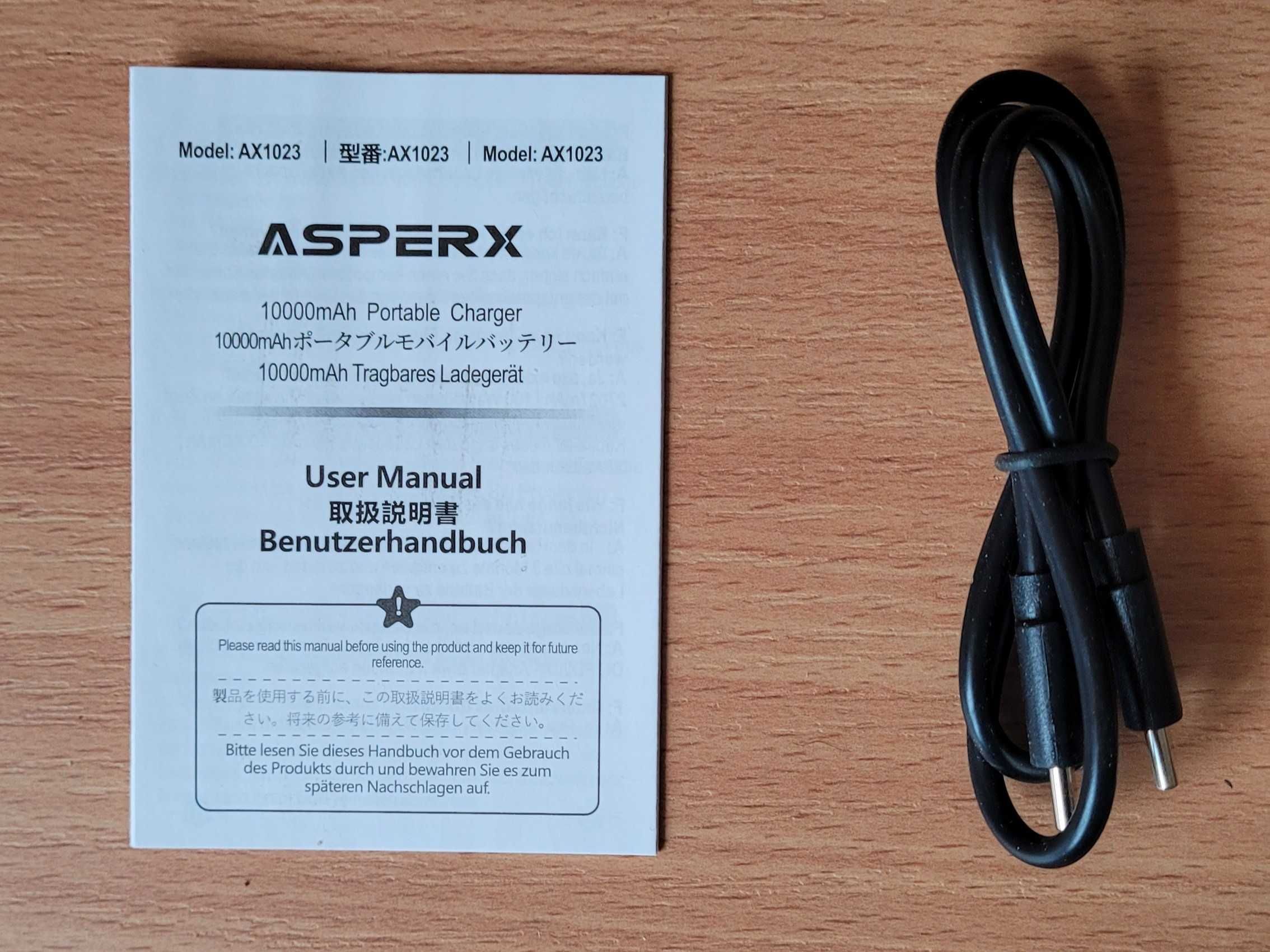 Powerbank 10000mah przenośna ładowarka asperx ax1023 USB, USB-C