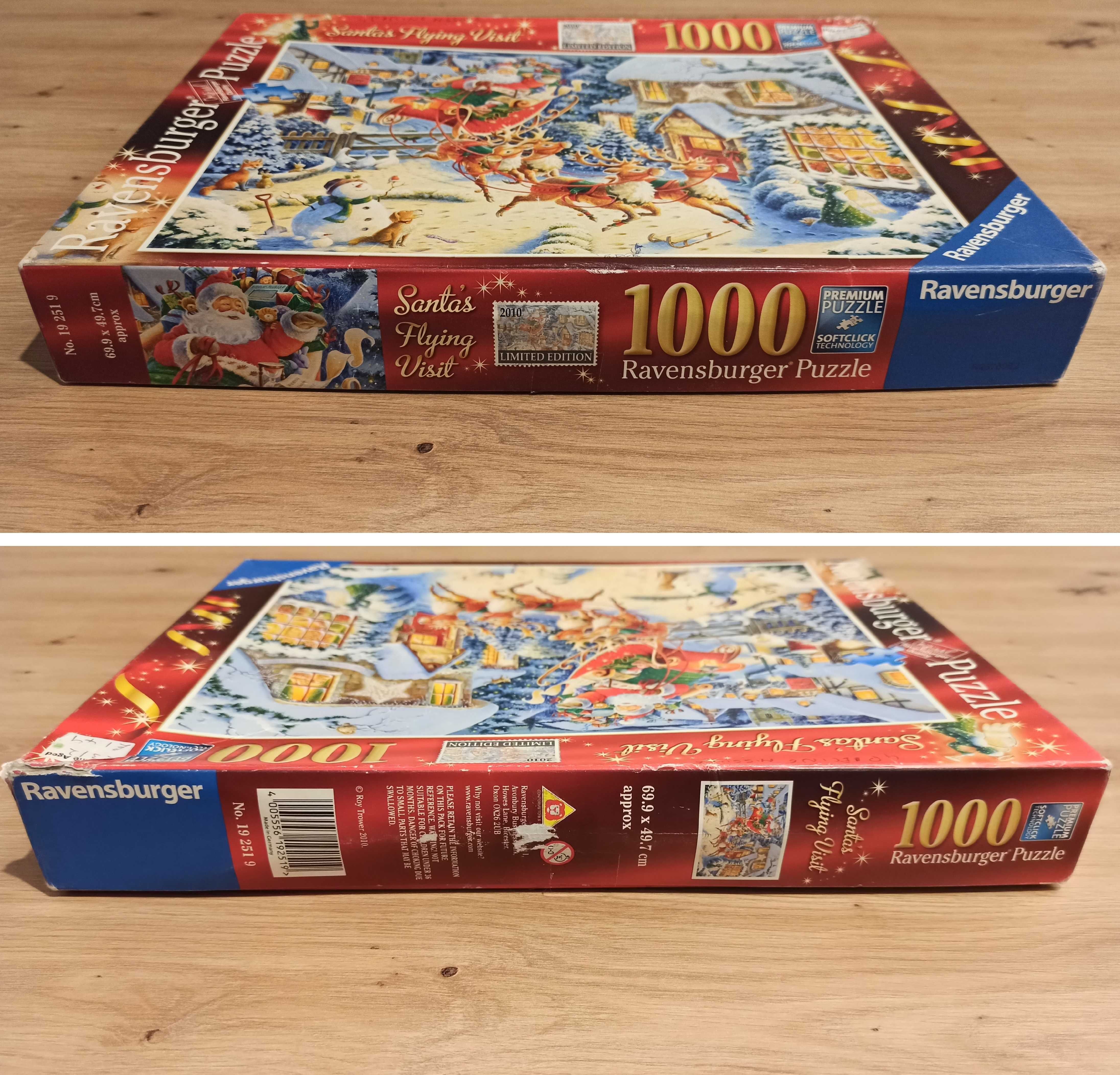 Ravensburger puzzle 1000 Santa's Flying Visit Święty Mikołaj Święta