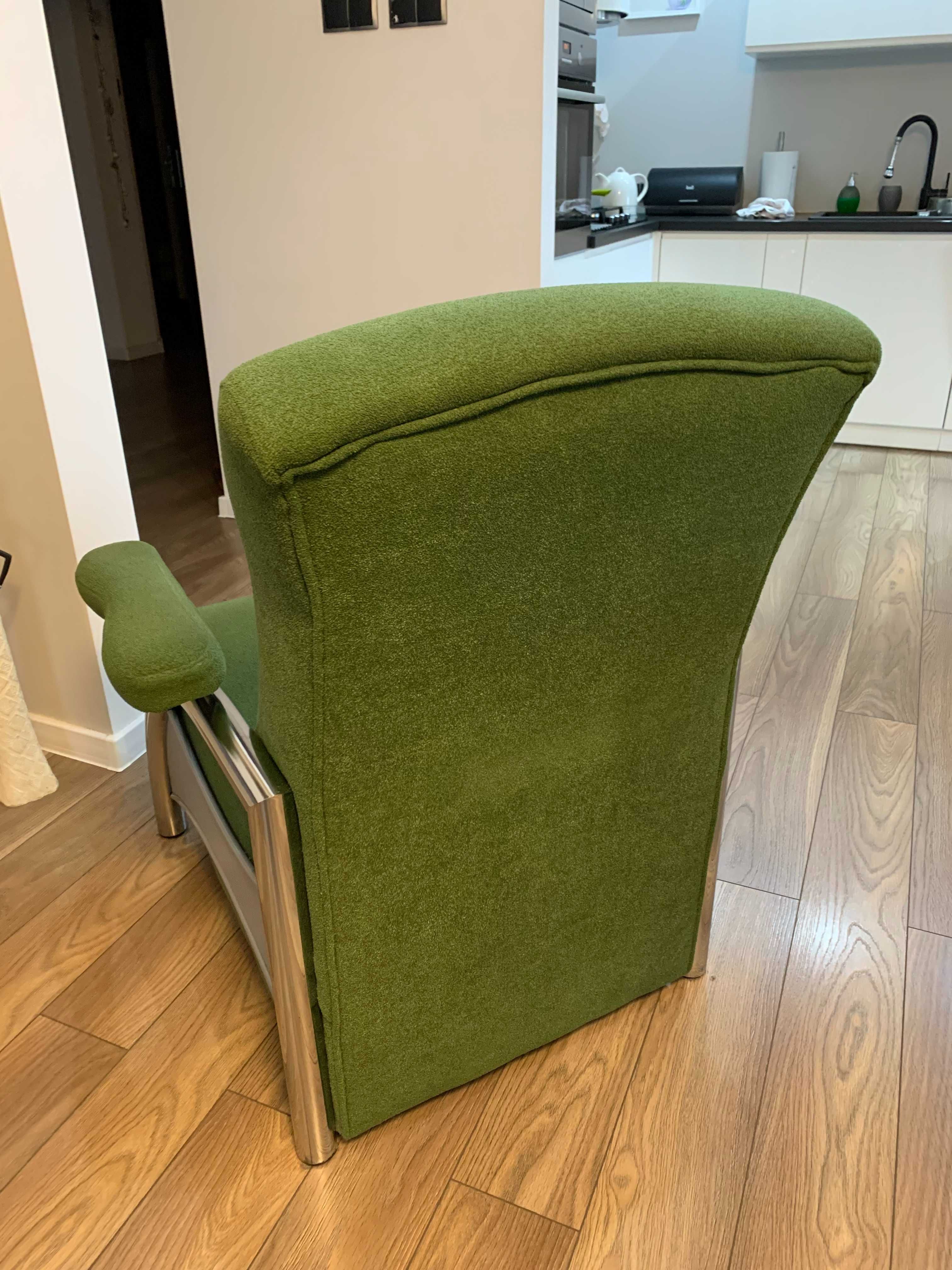 Fotel używany zielony niklowany
