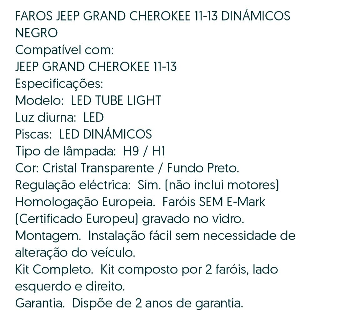 Faróis Jeep Grand Cherokee Wj 11-13