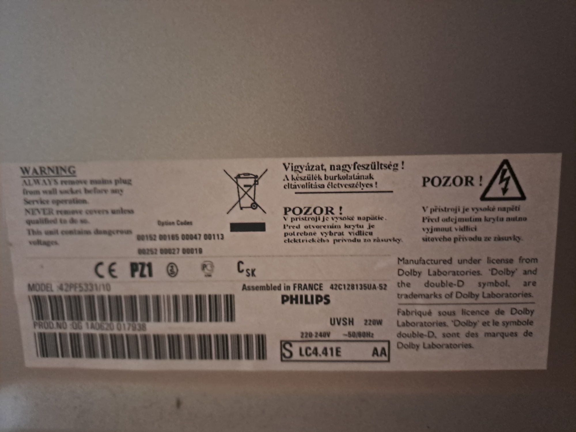 TV Telewizor Plazmowy PHILIPS 42 Cale Plazma 42C128135UA-52