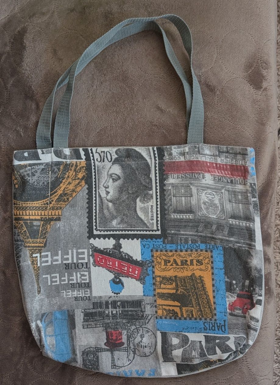 Torba płócienna na zakupy shopperka Paryż Paris tekstylna materiałowa