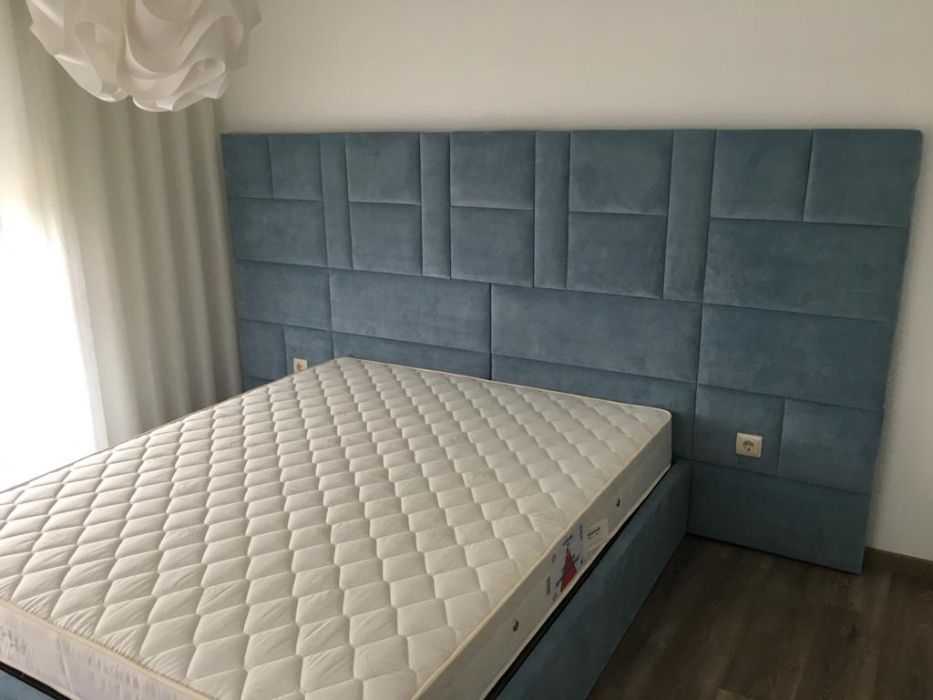 Cama com inox estofada Nova + Estrado + Colchão (Fabricante)