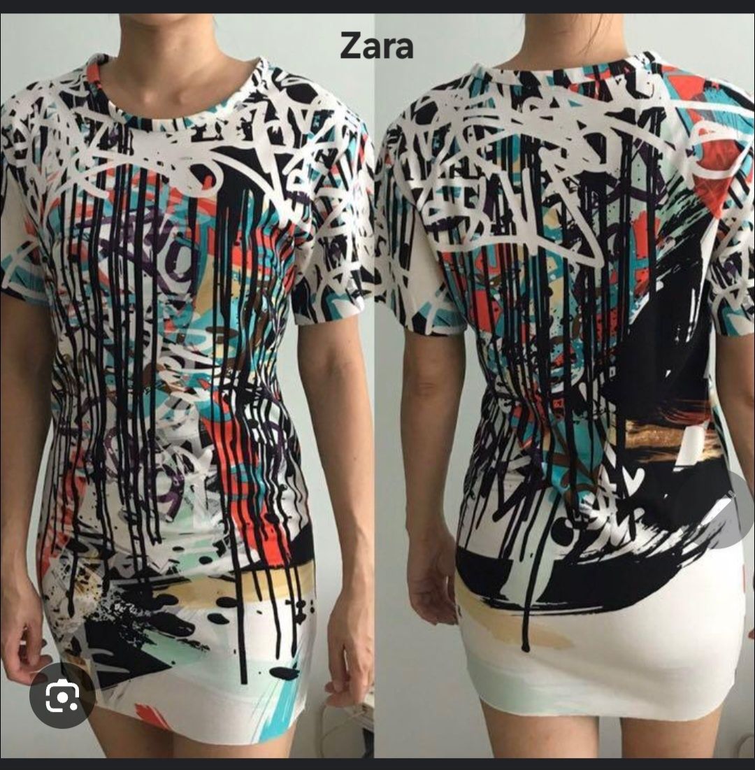 Sukienka mini Zara m 38 krótki rękaw tuba