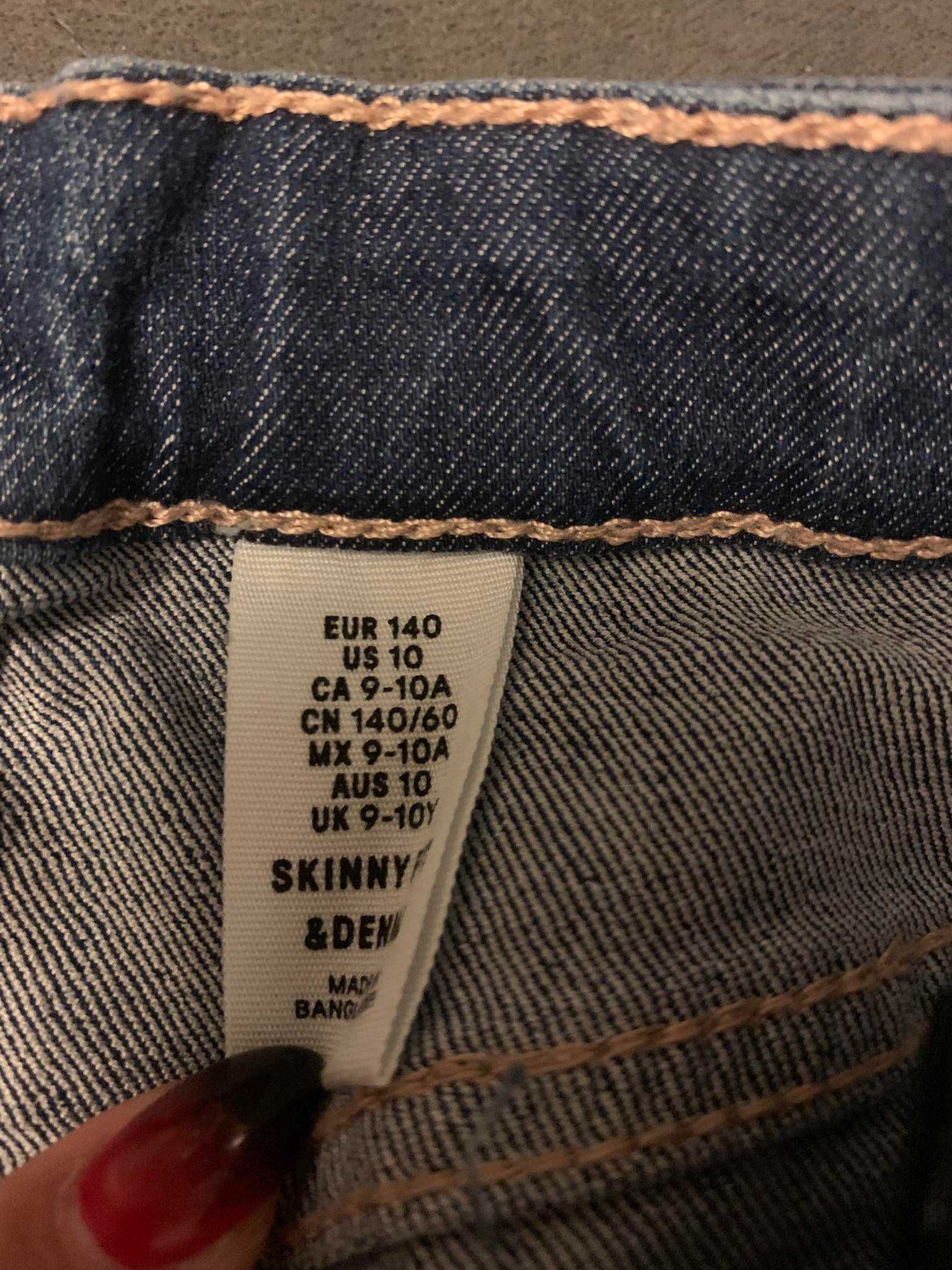 Spodnie dziewczęce jeansy H&M 140