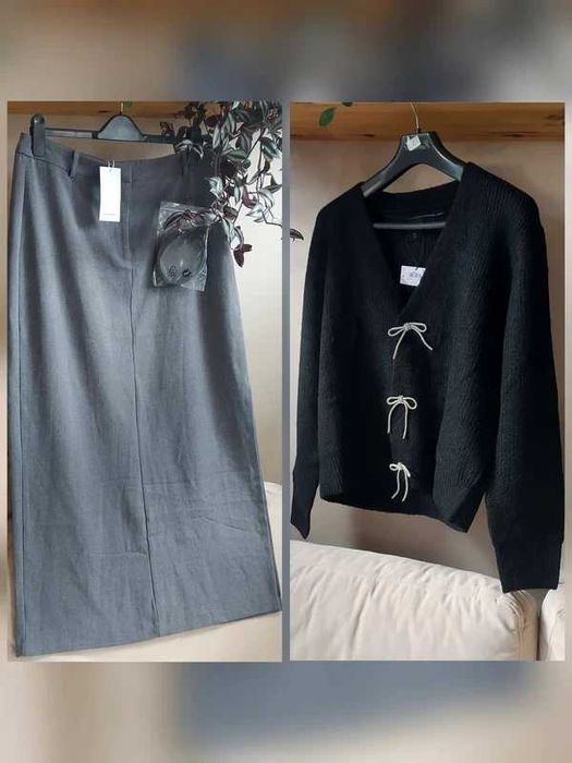 Spódnica szara maxi z paskiem 40 L reserved