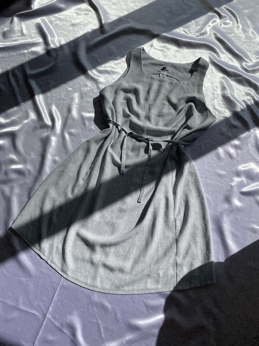 Szara sukienka z wiązaniem w pasie ciążowa M 38 basic zim